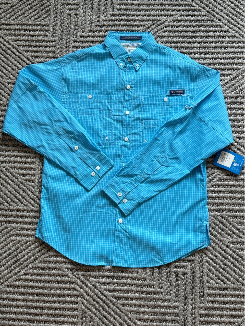 NWT Columbia PFG Omni-Shade Super Bonehead Shirt Mens Blue Long Sleeve size S